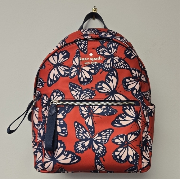 Kate Spade Chelsea Nylon Medium Backpack Butterfly Toss Print - Picture 4 of 10